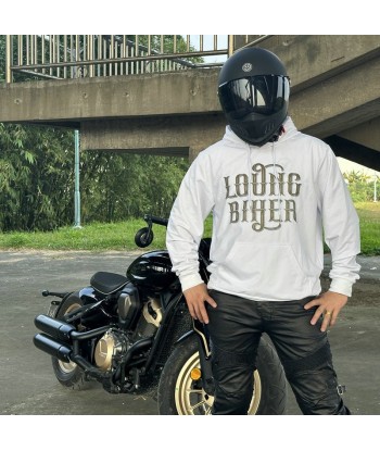 Weißes Biker-Sweatshirt mit Kapuze | Langer Biker Amélioration de cerveau avec