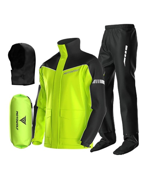 Hochsichtbares Motorrad-Regenmantel-Set | StormShield™ plus qu'un jeu 