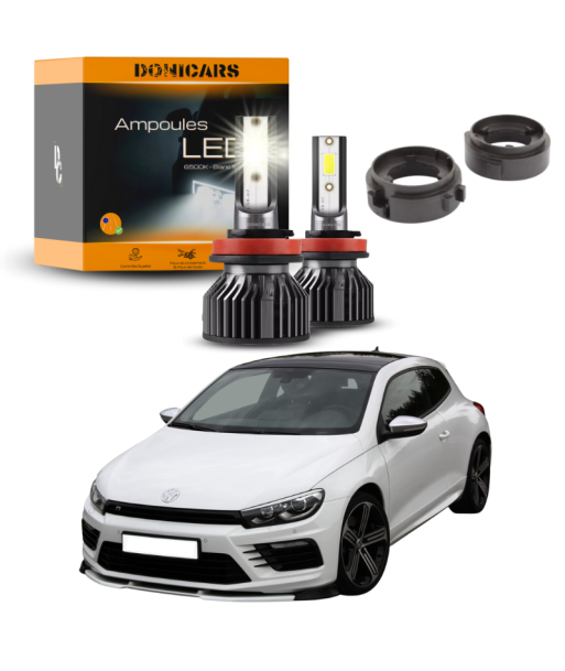 Pack Ampoules LED H7 + Adaptateurs Volkswagen VW Scirocco 3 (2008 à 2017) le des métaux précieux