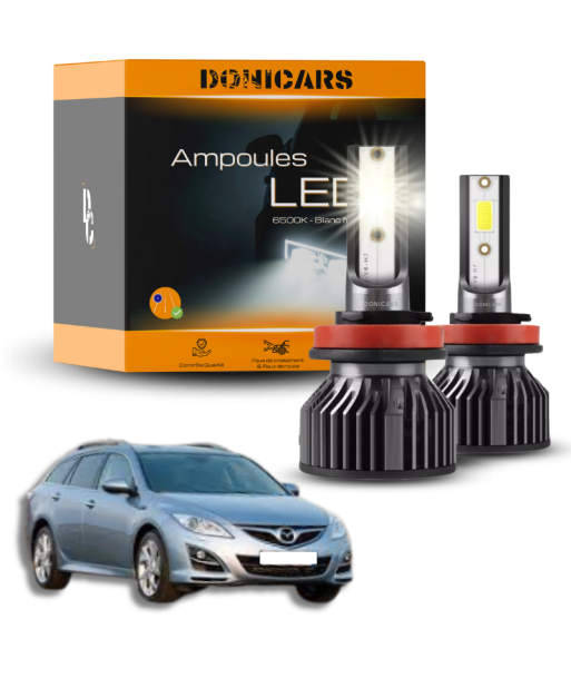 Pack Ampoules LED H11 Mazda 6 phase 2 (2008 à 2013)  - Kit LED plus qu'un jeu 