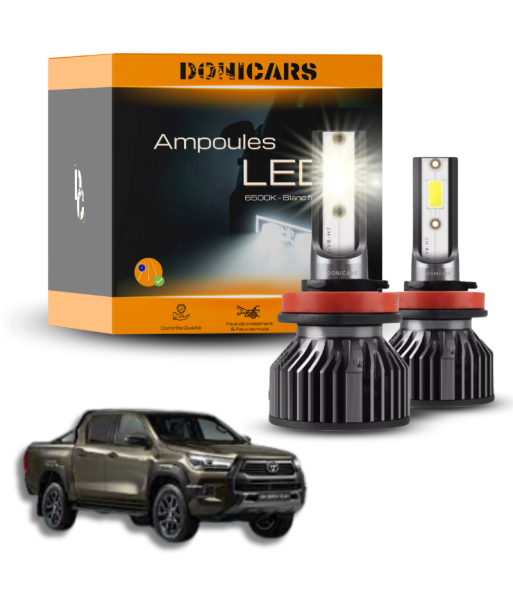 Pack Ampoules LED H11 Toyota Hilux VIII (2015 à 2023) - Kit LED Feux de croisement est présent 