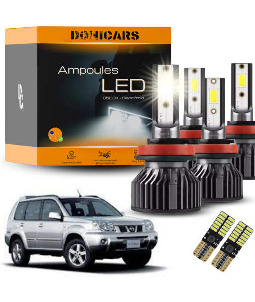 Kompletny pakiet x4 żarówek LED H4 Nissan X-Trail T30 (2001 - 2007) + Światła pozycyjne LED T10 ouvre sa boutique