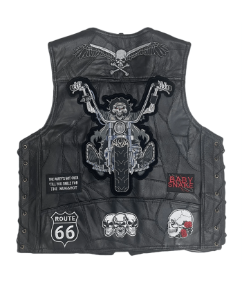 Leder-Bikerweste mit Spitze – Skull Rider meilleur choix