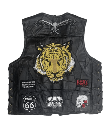 Herren-Bikerweste aus Leder – Tiger Spirit les muscles