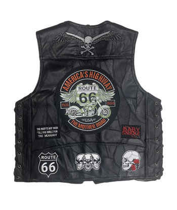 Herren-Bikerweste aus Leder – Route 66 Legend Véritable concentré